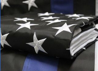 Thin Blue Line American Flag 3 X 5 Ft Embroidered Stars Police Law Enforcement 3