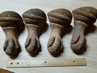 Set Of 4 Antique Vtg Cast Iron Bathtub Claw Foot Feet Legs Eagle Ball