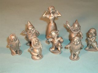 Walt Disney Hudson Snow White And The Seven Dwarfs Pewter Figurine Set Complete
