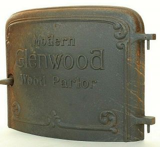Vintage Modern Glenwood Cast Iron Stove Door Black Steampunk Display