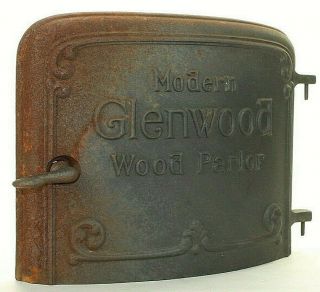 Vintage Modern Glenwood Cast Iron Stove Door Black Steampunk Display 3