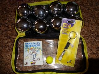 Vintage Petanque Obut French Lawn Bowling Game Bocce Eight Steel Balls In Case