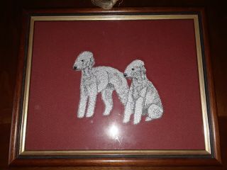 Bedlington Terrier Dog Embroidery Picture Framed Artwork 9.  25x11.  25 Inches
