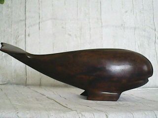 Vintage Wooden Whale Figurine Hand Carved Wood Ironwood ? Rosewood? Mahogany