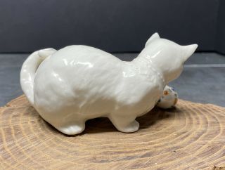 Vintage Lenox White Bone China Cat Kitten & Ball Figurine MADE IN USA 3