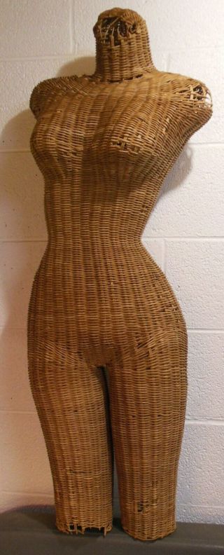 Life Size Vintage Wicker Mannequin Torso Body Rattan Dress Form Display
