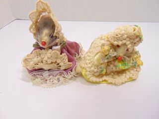 Vintage Pair Real Fur Mice Germany Mouse Factory Victorian Lady Mice