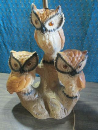 Vintage Mid - Century Ceramic Owl Table Lamp