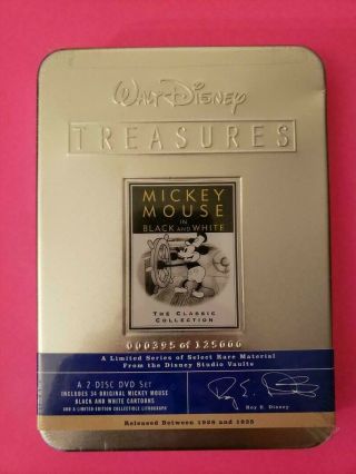 Vtg Walt Disney Treasures Dvd Mickey Mouse In Black & White 2 Dvd Set Tin