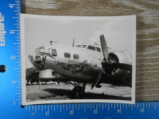 Vintage Ww2 Photo Unpublished 8th Air Force B17 Plane Nose Just Once More 100c
