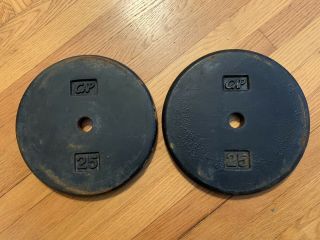 Vintage Cap 2 X 25 Lb Standard Weight Plates - Total 50 Lbs Weights