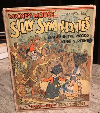 Rare 1933 Walt Disney Silly Symphonies Babes In The Woods King Neptune Pop - Up Hc