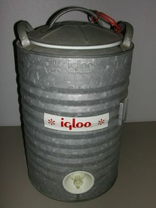 Vintage Igloo 5 Gallon Galvanized Metal Water Cooler Jug Drink Portable