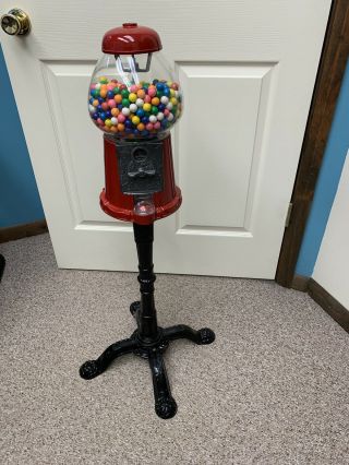 Vintage Carousel Gumball Machine With Stand Metal Glass