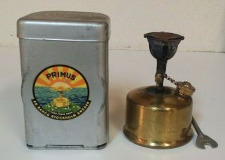 Vintage Primus Brass Camp Stove No.  71 Trade Mark Pri - Mus Sweden,  Metal Case