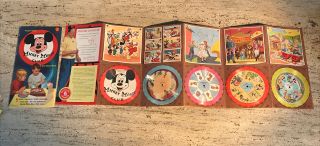 1950’s Mattel Mickey Mouse Club On Records Set Of (5) 78 Rpm Panorama Folio