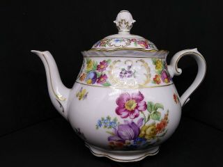 Vintage Schmann Empress Dresden Flowers Porcelain Coffee/ Tea Pot W /lid,  Germany
