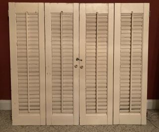 32 " Tall X 36 " Wide Vtg Colonial Wood Interior Louver Plantation Window Shutters
