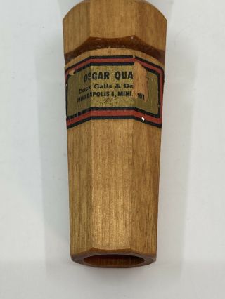 Vintage Oscar Quam 8 Sided Duck Call 5”Minneapolis MN Duck Calls and Decoys 3
