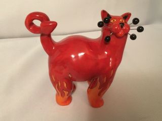 Signed Amy Lacombe 2002 Annaco Creations Whimsiclay 86075 Devil Cat Figurine
