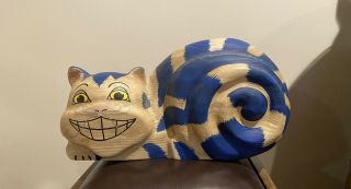 Disney Alice In Wonderland Cheshire Cat Hand Made Wood Statue Campbell Classics
