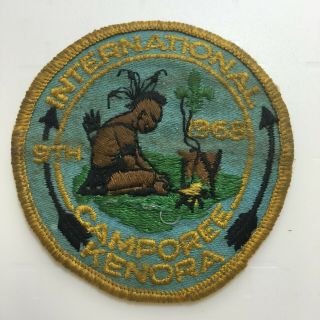 Vtg Bsa Boy Scouts Fabric Patch 9th International 1968 Camporee Kenora Arrows