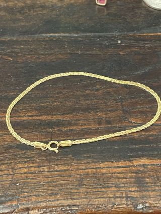 Vintage Italy 14k Yellow Gold Woven Chain Bracelet - 7” - 1.  8g