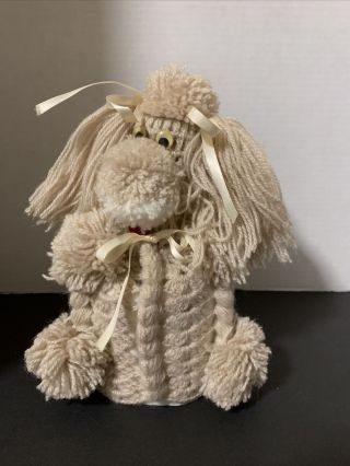 Vintage Crochet Poodle Toilet Paper Holder