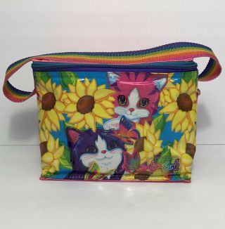 Vintage 90’s Lisa Frank Sunflower Kittens Soft Zippered Lunch Bag Tote W/ Strap