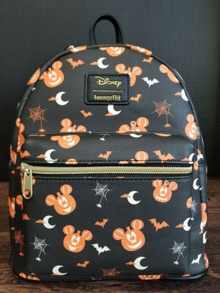 Loungefly Disney Halloween Mickey Mouse Pumpkin Mini Backpack Nwt With Tags