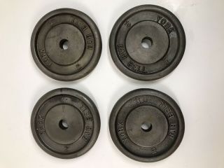 4 Vintage York Barbell Plates 10lb Standard Cast Iron Weights 40lbs 1 “ Hole