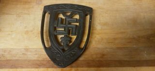 Antique Cast Iron Trivet With Good Luck/swastika Design
