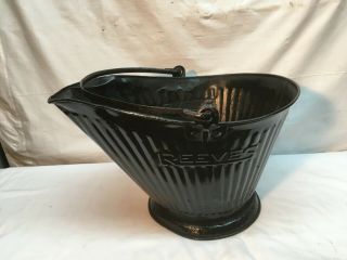 Vintage Reeves Galvanized Coal /ash Bucket Fireplace Scuttle Painted Black