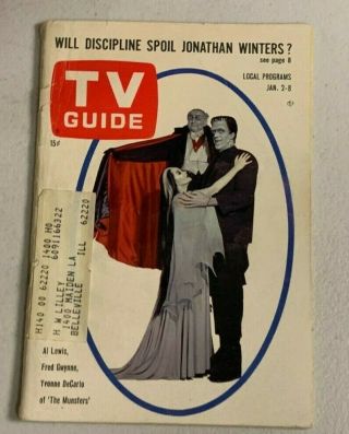 Vintage Tv Guide Jan 2 - 8 1965 The Munsters Herman Lily