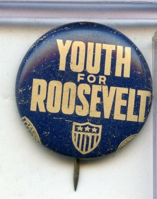 Youth For Franklin Roosevelt Fdr Political Pinback Button 7/8 " - Rc069