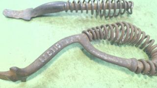 Vintage - Cast Iron - Steel - Wood - Coal - Stove Burner Plate - Lid Lifter Tool Handle 2