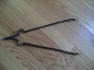 Vintage Forged Fireplace Ember Log Tongs 21 " Long - Opens To 15 "