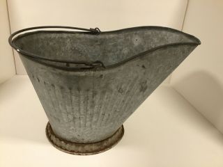 Vintage Metal Coal Scuttle Bucket Rustic Primitive Galvanized
