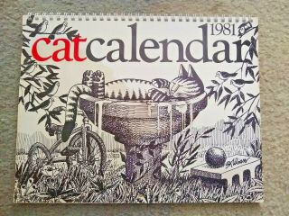 Vintage 1981 Cat Calendar,  Illustrations By B.  Kliban.