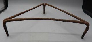 2 18th - Early 19th Cent.  Triangular Hand Forged Wrought Iron Fireplace Trivets