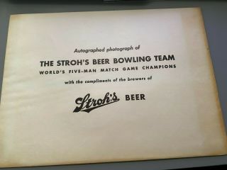 Vintage Autographed photograph The Stroh ' s Beer Bowling Team 1954 - 1955 2