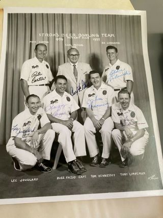 Vintage Autographed photograph The Stroh ' s Beer Bowling Team 1954 - 1955 3