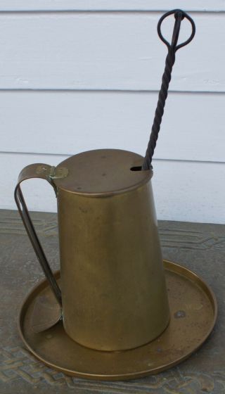 Vintage Antique Brass Cape Cod Fire Starter Smudge Pot Stone Wand And Tray