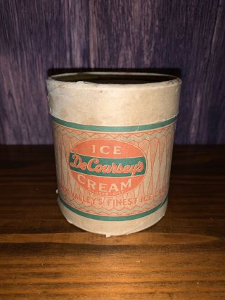 Vintage Decoursey’s Ice Cream Desert Dairy Bakery 1/2 - Pint Tub 1950s Restaurant