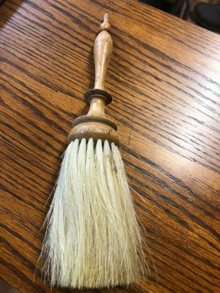 Antique Horse Hair Brush With Turned Wood Handle Shaker