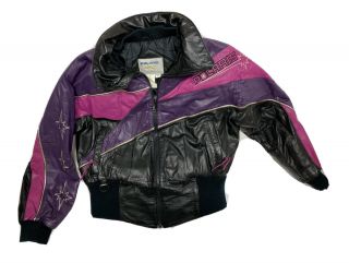 Vintage Polaris Snowmobile Leather Jacket Womens Size Large