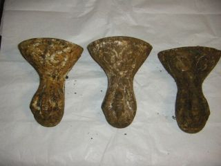 3 Vintage Eagle Claw Ornate Antique Cast Iron Tub Feet Claw Foot