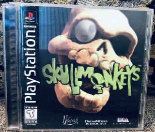 Skullmonkeys Sony Playstation Authentic Cib Ps1 Game Vtg Platform Skull Monkeys
