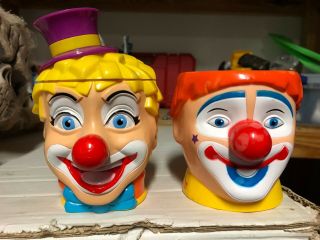 Set Of 2 Vintage Ringling Bros & Barnum & Bailey Circus Clowns Mugs Cups