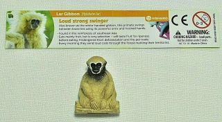 Yowie Surprise Lar Gibbon Monkey Complete W/ Paper 1.  75 " Pvc Toy Animal Figure